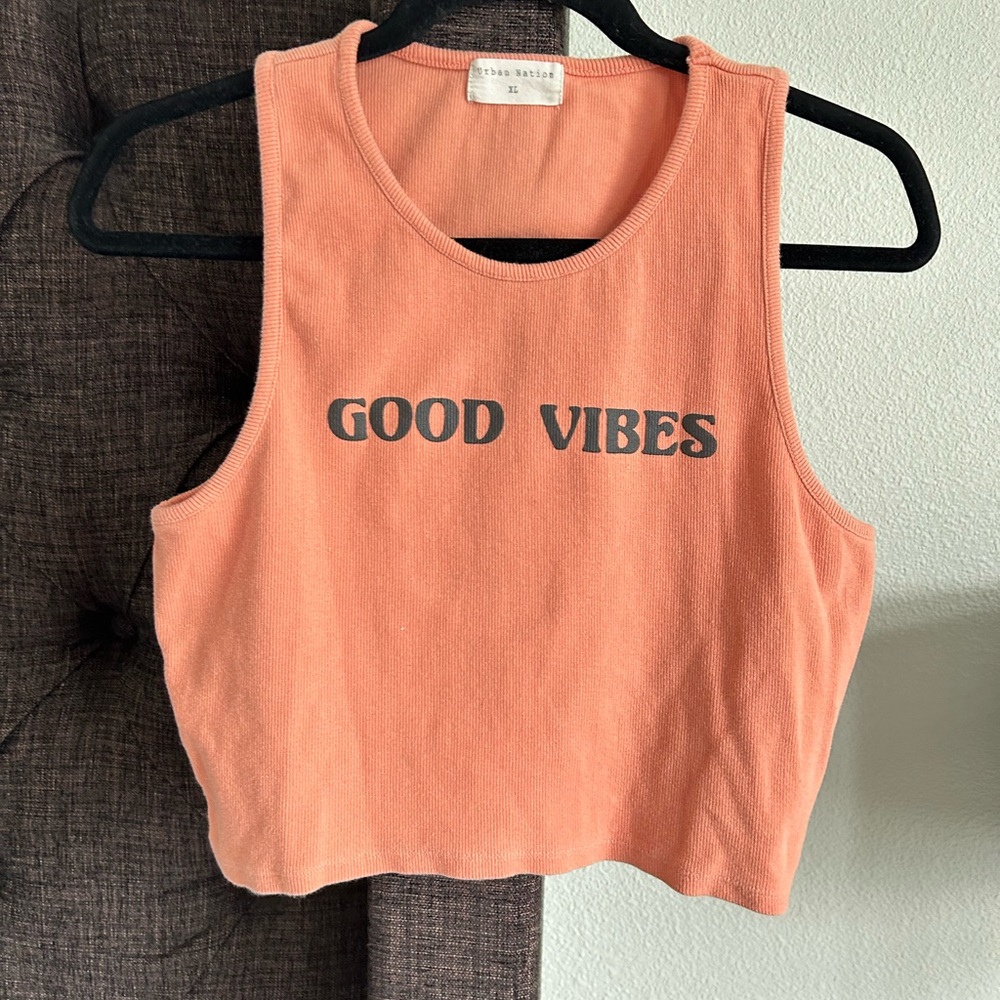 Good Vibes Peach Crop Tank Top